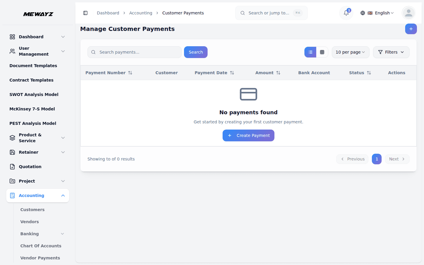 Mewayz Customer Payments module screenshot