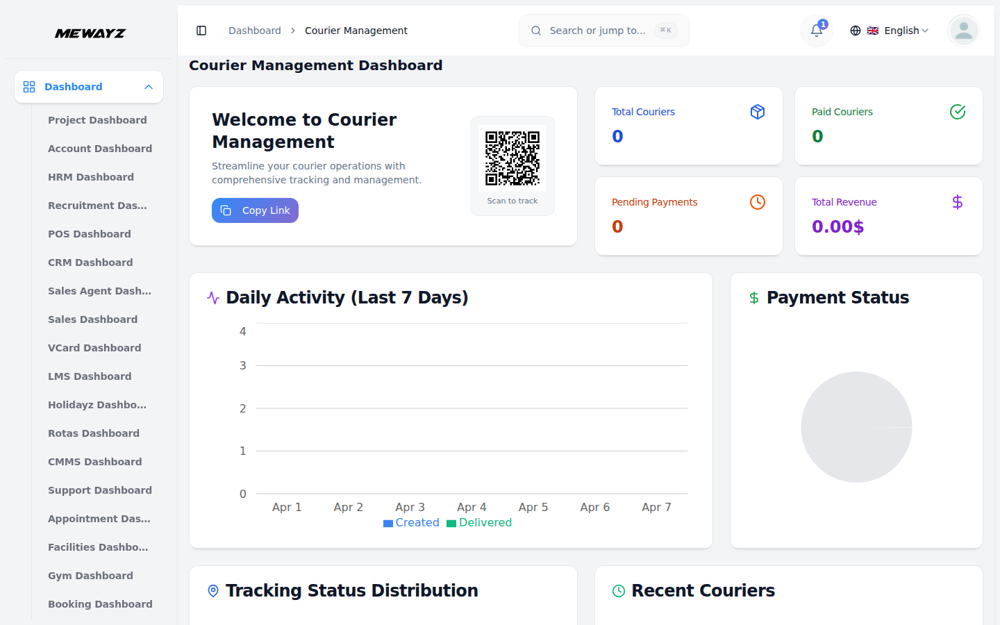 Courier dashboard