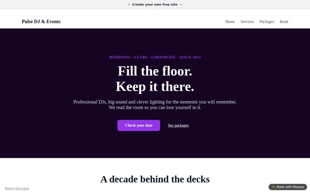 An events website built with Mewayz